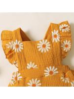 Verano recién nacido bebé niñas de 0 a 18 meses mameluco estampado de girasol sin mangas lindo mono de una pieza para niños - details 15