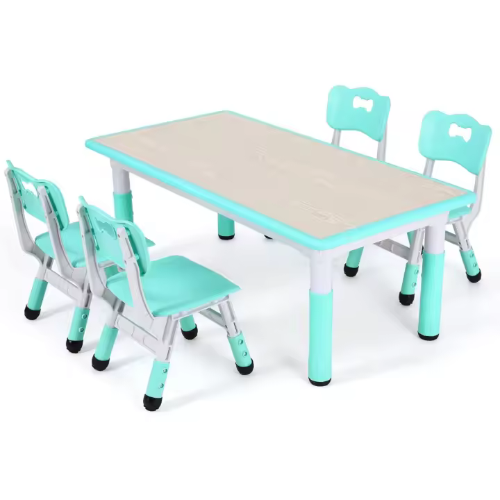 Grupo de Mesa Infantil en Altura Ajustable, Juego de Sillas para Jardín de Infantes y Habitación, Grupo de Asientos para Niños y Niñas a Partir de 2 Años, Amarillo - 1