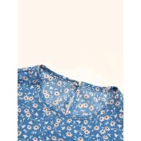 Vestido largo elegante de corte en A floral de cintura alta sin mangas con cuello redondo retro de verano para mujer. - details 3