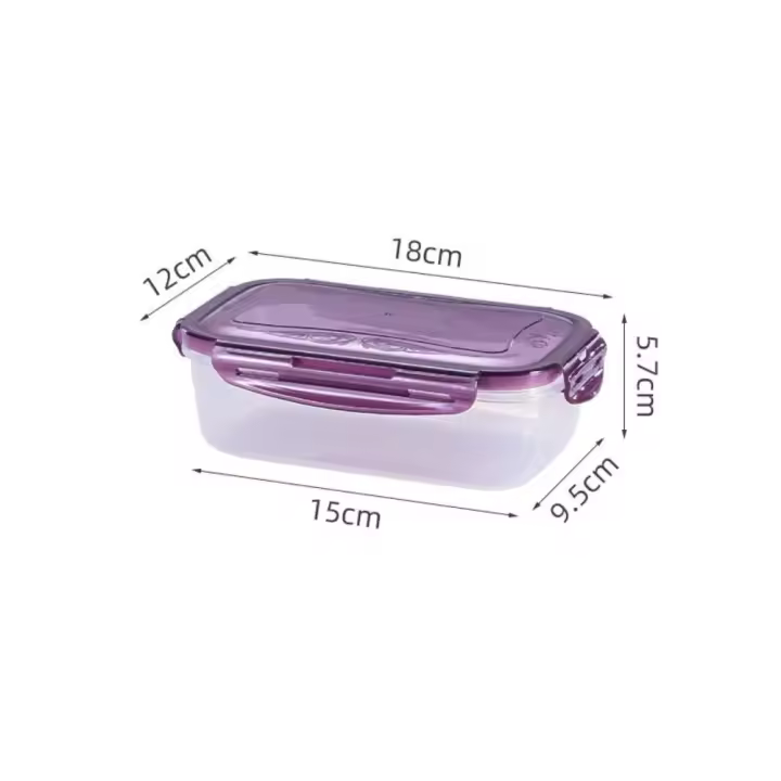 Caja de almacenamiento de plástico segura para refrigerador, contenedores de alimentos apilables rectangulares sellados con tapa, fiambreras calentadas por microondas, 1 unidad - 1
