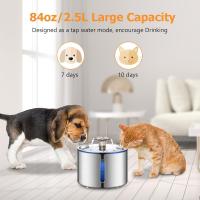 Fuente de agua para gatos, fuente de agua para mascotas de acero inoxidable de 84 oz/2,5 l, dispensador automático de agua para perros con ventana de nivel de agua, bomba ultrasilenciosa, perfecta para gatos, perros y múltiples mascotas - details 2