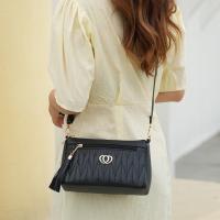 Bolso cruzado de gran capacidad para mujer, decoración con borlas, bolso de hombro con entramado y cremallera, bolso de bolsillo, bandolera de cuero de PU - details 2