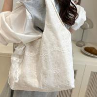 Bolso grande de mano, bolso de hombro de encaje, estilo coreano, Kawaii, bolso de lona Simple, bolso de tela Simple de gran capacidad, bolso de viaje - details 8