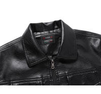 Nueva chaqueta de cuero gruesa de forro polar para hombre, otoño invierno, informal, a la moda, con solapa sólida, nueva, holgada, cálida y versátil. - details 5