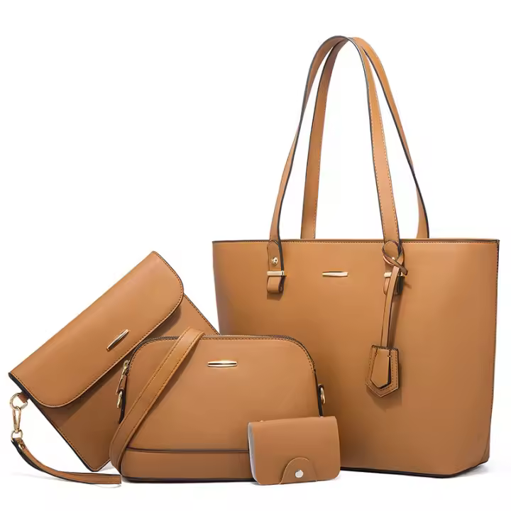 Bolso de hombro grande de las señoras, bolso de cuero de la PU, bolso, bolsos de las mujeres de moda, retro, capacidad grande, moda, inclinándose, sistema de 4 piezas - 1