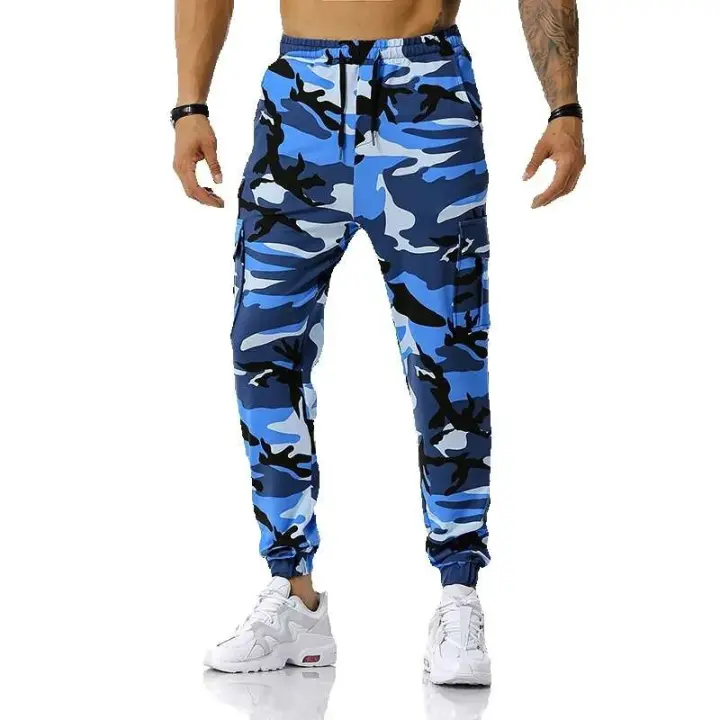 Nuevos pantalones de camuflaje de retales para hombre en tallas europeas, leggings deportivos y casuales de gran tamaño, holgados y modernos - 1