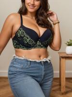 Sujetador transpirable sexy con realce para mujer, estampado floral, talla grande, con ropa interior de acero, copa D - details 4