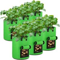 Bolsa para cultivo de patatas de 5/7/10 galones, dos ventanas abatibles hacia arriba, tela ventilada duradera ETA con asas para jardín y plantas - details 6