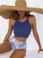 Bikini Sexy para mujer, traje de baño de cuello alto, traje de baño femenino de dos piezas, conjunto de Bikinis de cintura alta, ropa de playa para traje de baño 2024 - details 5