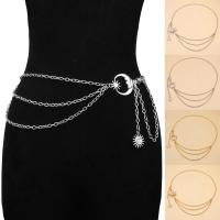 Cinturón de Metal para mujer, cadena fina de oro y plata, estilo Punk, Hip Hop, sol, luna y estrella - details 0