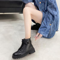 Moda casual muffin botas de mujer negras de suela gruesa con cordones y suela gruesa - details 26