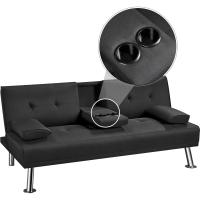 Sofá Cama Plegable de Poliéster 2 Plazas Soporte de Botella 167 X94 cm Max Capacidad 350 KG Gris - details 21