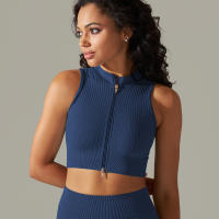 Hamidou-Sujetador deportivo con cremallera para mujer, Top de Yoga, chaleco de sudor, chaqueta de entrenamiento para correr, chaquetas sin mangas para correr, Tops cortos elásticos ajustados - details 45