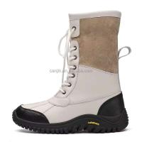 Nuevas botas de cuero italiano para mujer, zapatos americanos de piel de invierno de alta calidad, color rosa, para exteriores, 2025 - details 5