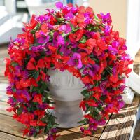 Bougainvillea artificial realista de seda sintética, resistente a los rayos UV, flores artificiales, planta de larga duración, decoración de verano, enredaderas de buganvilla - details 10