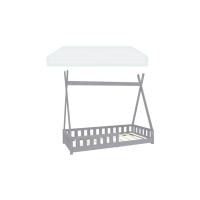 ML-Design ML-215/Kinderbett Tipi + Rausfallschutz 160x80cm Grau Kaltschaummatratze Matratze 80x160