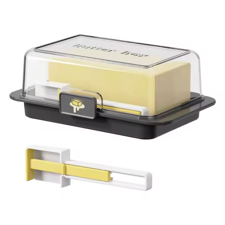 Plato hermético con tapa, contenedor para mantequilla, caja de almacenamiento de queso Rectangular multifuncional para estante de puerta de refrigerador - 1