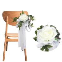 2 uds flor de seda silla de boda flor trasera hecha a mano silla de pasillo rústica flor Artificial estilo nórdico Pew arcos flor - details 2