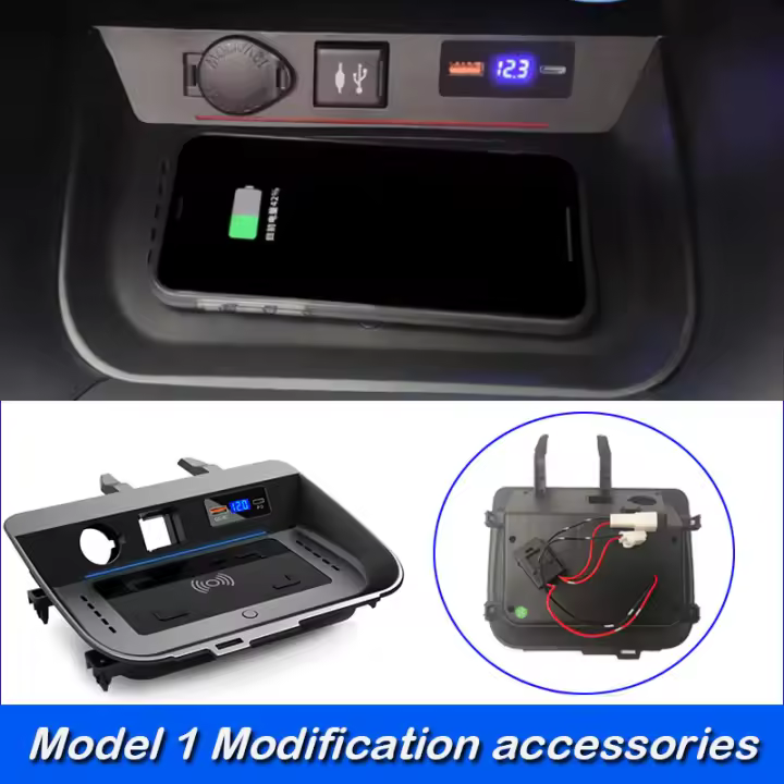 Cargador inalámbrico Qi para coche, placa de carga rápida para teléfono móvil, accesorios para Toyota Rav4 XA50 - 1