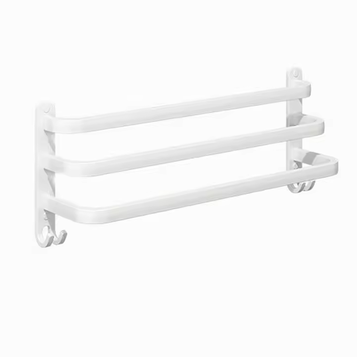 Toallero triple Baño de pared Uso múltiple Sin perforaciones Blanco - 1