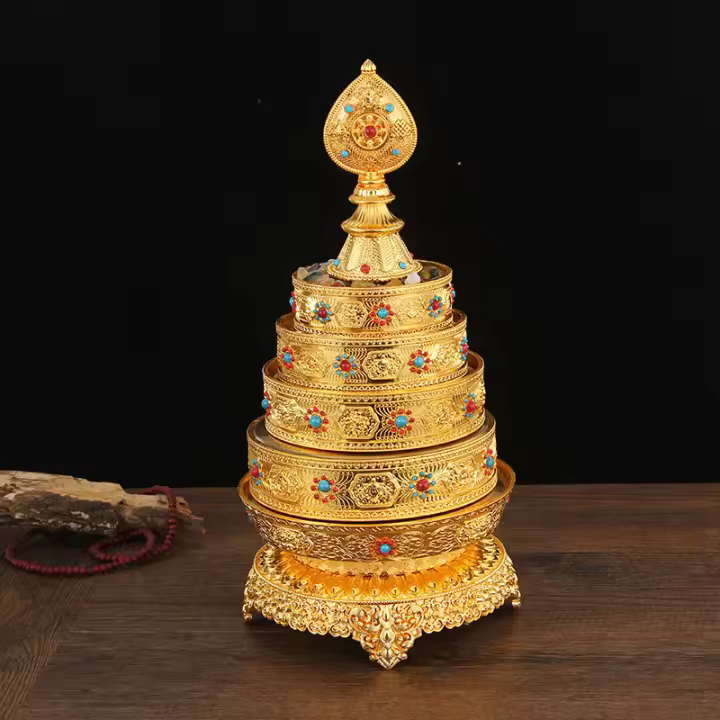 Manzha Suministros Budistas tántricos Tibetanos Aleación Ocho Mancha Luo Manda Pan Grande - 1