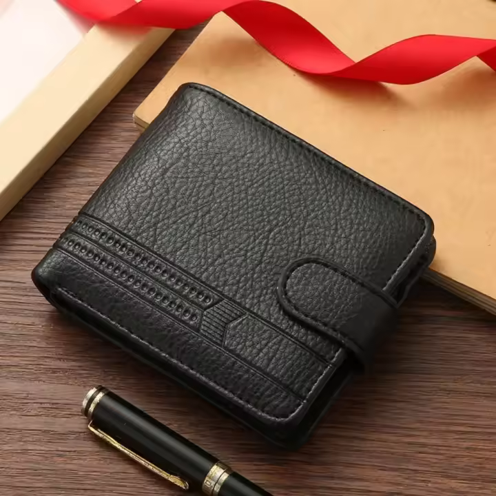 Carteras para hombre, monedero de cuero con cremallera, tarjetero delgado para hombre, billetera corta multitarjeta de calidad para hombre, monedero con bolsillo para monedas - 1