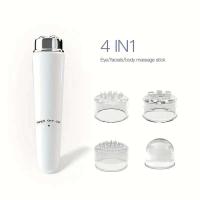4 mini bolígrafos de masaje eléctricos para ojos, cara, cuerpo, esencia, introductor, masajeador de belleza, blanco y rosa - details 1