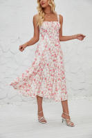 Vestido midi de satén con tirantes finos para mujer, abertura frontal, hueco - details 2