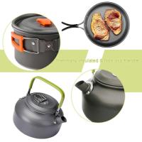 Hervidor de agua, olla, sartén, juego de cocina, utensilios de cocina ligeros antiadherentes, vajilla de Picnic ultraligera portátil, suministros para acampar y senderismo - details 4
