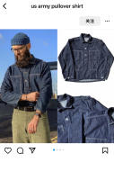 1920s Vintage Ejército de EE. UU. Primavera Verano Azul Denim Uniformes de Trabajo Jersey Suelto Camisa Chaqueta - details 0