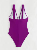 Bañador de una pieza con cuello en V para mujer, Monokini Sexy, traje de baño de playa sin espalda, novedad de verano - details 7