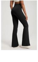 Pantalones desnudos de cintura alta para mujer, pantalones elásticos con parte inferior acampanada para ejercicio físico, informales, para correr al aire libre, Yoga - details 11