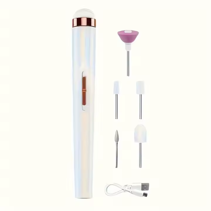 Kit de Cuidado de Uñas 5 en 1, Taladro Eléctrico Recargable por USB con Luces LED Coloridas, Sin Olor, Perfecto - 1