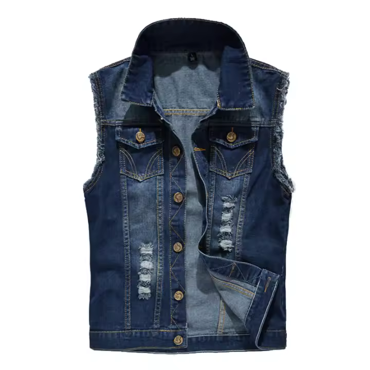 Chaquetas de mezcla para hombre, ropa de moda, chaquetas sin mangas con cinta, algodón, retro, verano y otoño - 1
