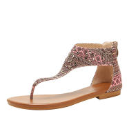 Sandalia Sandalias planas de estilo étnico 2025 Nuevos zapatos de playa de vacaciones con diamantes de agua con patas - details 2