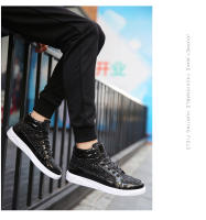 Trendy Men's High Top Sports Shoes Round-Toe Glossy Stage Casual Versatile Boots Outdoor Streetwear Boys Skateboarding Shoes - details 12