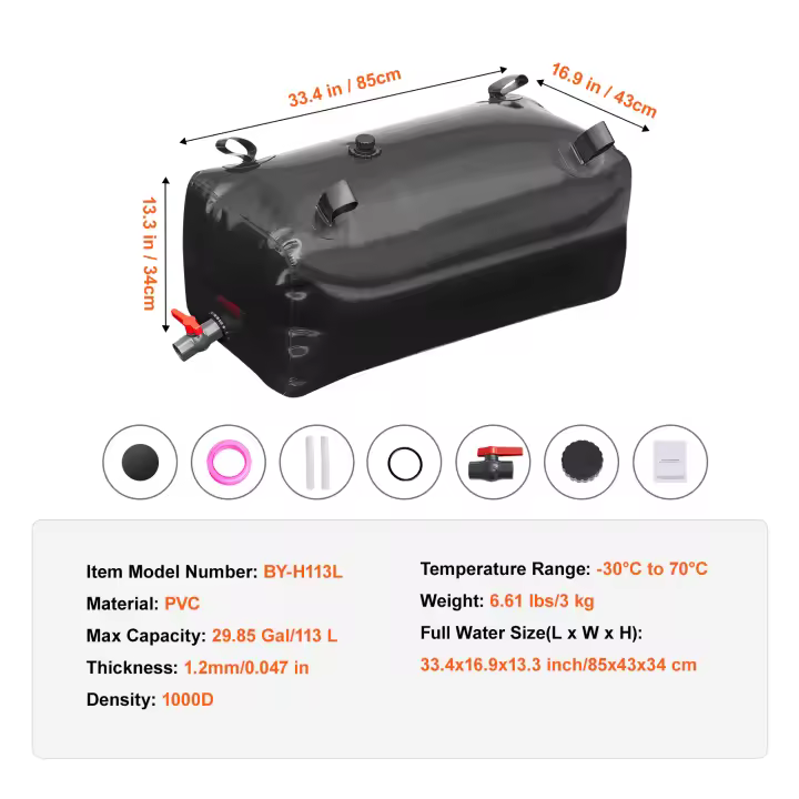 SucceBuy Vejiga de Almacenamiento de Agua, Tanque de Agua para RV, Contenedor Plegable de PVC, Gran Capacidad, Portátil, Prevención de Incendios, Camping, Emergencia - 1