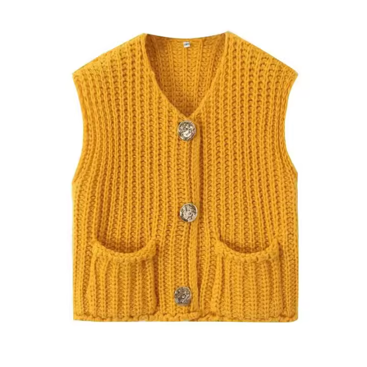 BUNO-Chaleco de punto sin mangas para mujer, ropa de botón, suéter elegante, camisetas sin mangas informales - 1