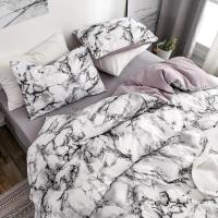 Juego de cama doble con estampado de mármol, funda nórdica cepillada, suave, doble, sin sábanas - details 2