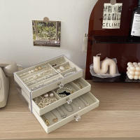 Organizador De Joyas Transparente Caja De Almacenamiento Con Cajones Multicapa Estilo De Mostrador a Prueba De Polvo Con Almacenamiento Para Anillos Collares Y Pendientes Material De Plástico Y Velours - details 8
