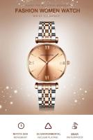 Reloj de Cuarzo Casual de Oro Roso para Damas Correa de Acero Inoxidable - details 0