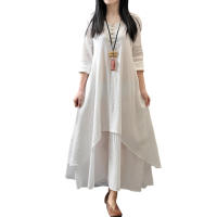 Anself primavera moda mujer Casual vestido suelto Color sólido manga larga vestidos de mujer de gran tamaño talla grande Boho largo Maxi vestido - details 13