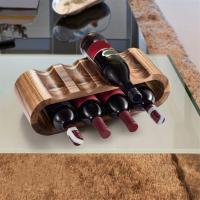 Estante de almacenamiento de vino de madera, soporte de botella de encimera, 2 niveles, 8 botellas, pequeño estante de vino, organizador rústico - details 4
