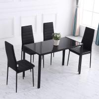 Mesa de Comedor de Cristal Mesa Rectangular para 4-6 Personas con Patas de Metal Multifuncional para Cocina Salón 120x60x75 cm Negro - details 6