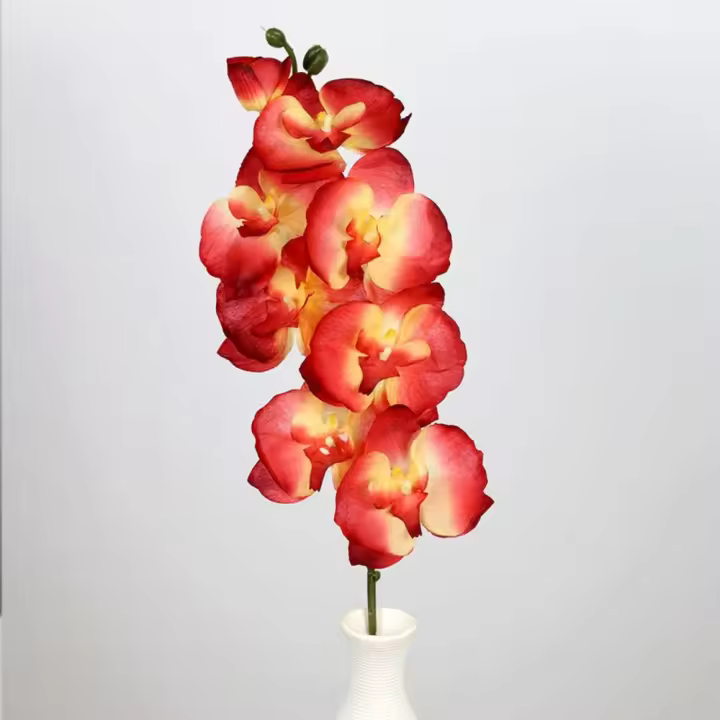 Flor de imitación de 8 cabezas, flor Artificial de Phalaenopsis, alambre de hierro, forro interior, ramo Floral multicolor, 70cm - 1