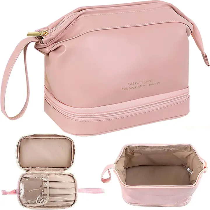 Bolsa de Cosméticos de Viaje de Gran Capacidad Bolsa de Maquillaje Impermeable de Doble Capa - 1