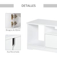 Mueble para Televisor Moderno de 42" Mesa de Salón con Armario de Doble Puerta y 3 Compartimentos Abiertos Blanco Almacenamiento de Media y TV - details 3