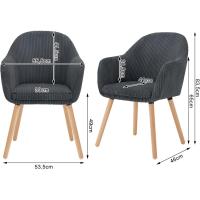 Silla de Comedor Estilo Vintage Juego de 1, Silla Cocina, Silla Nordica con Respaldo y Reposabrazos, Tela Pana, Estructura de Madera, Sillas para Tocador, Escritorio, Crema, EZS26cm-1 - details 74