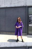 Vestido Polo de talla grande para mujer, camiseta de manga corta con cuello de camisa y longitud por debajo de la rodilla, color negro, cintura holgada coreana para verano - details 15