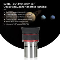 SVBONY SV215 1.25" 3mm-8mm Ocular planetario con zoom para observación lunar y planetaria - details 1